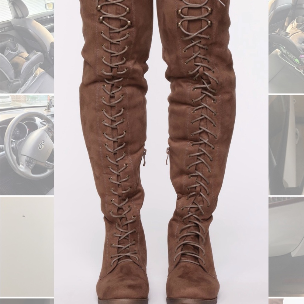High thigh boots. Size 11. Taupe color.